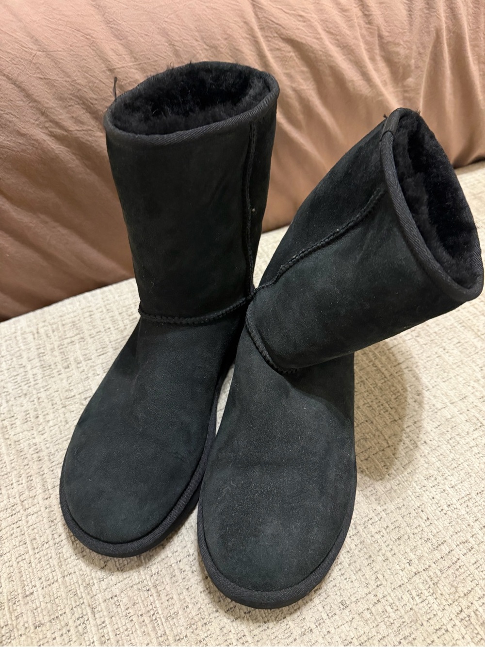 UGG Classic Short Black Suede Winter Boots
